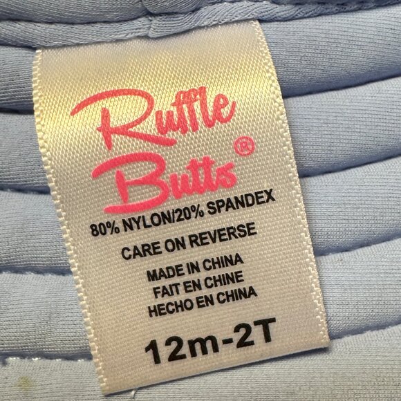RUFFLE BUTTS sunhat w/ wide 3” brim sun protection - Sz 12 mo-2T - Light Blue - Picture 3 of 5